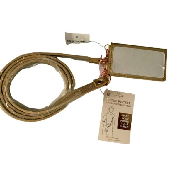 Ellie NEW Gold Phone Pocket RFID Crossbody Card Case Purse Strap Vegan #84A - Picture 4 of 6